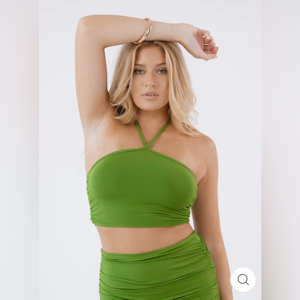 Klassy Network Green Halter Crop Top